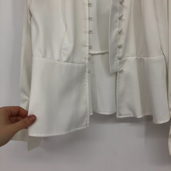TopShop white button down peplum blouse collared sleeves size 6 - Picture 10 of 15